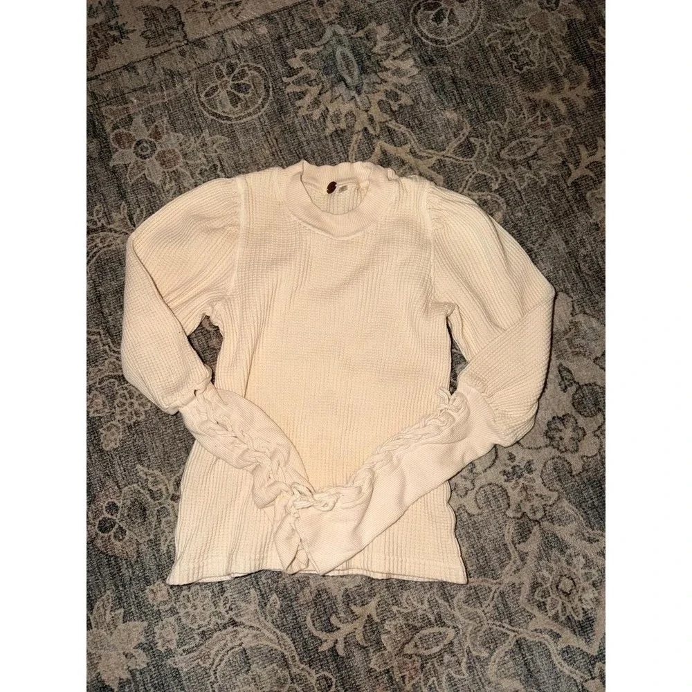 Free People One Wesley Thermal Long Sleeve Top Ivory